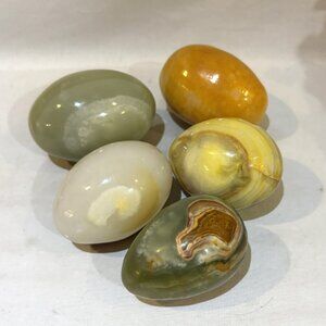 Set of 5 Alabaster Marble Eggs 2.5"-3" Easter Spring Decor